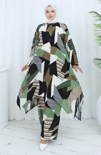 Viscose Stof Tuniek Broek Tweedelig Pak 2140-04 Khaki 2140-04