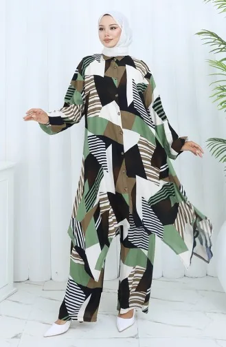 Viscose Stof Tuniek Broek Tweedelig Pak 2140-04 Khaki 2140-04