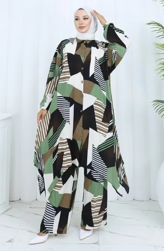 Viscose Stof Tuniek Broek Tweedelig Pak 2140-04 Khaki 2140-04