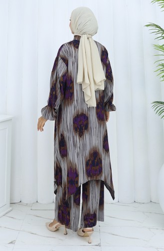 Viskon Kumaş Tunik Pantolon İkili Takım 2143-01 Mor