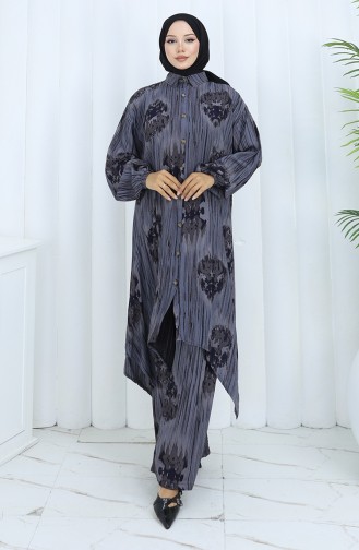 Viskon Kumaş Tunik Pantolon İkili Takım 2143-02 Gri