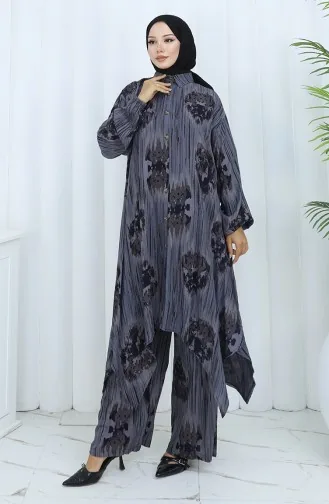 Viscose Fabric Tunic Trousers Two Piece Suit 2143-02 Gray 2143-02