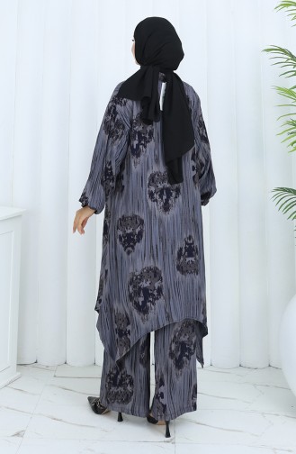 Viskon Kumaş Tunik Pantolon İkili Takım 2143-02 Gri