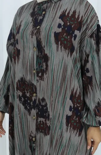 Viskose Stoff Tunika Hose Zweiteiler 2143-03 Braun Grün 2143-03