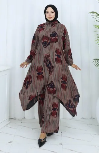 Viskose Stoff Tunika Hose Zweiteiler 2143-04 Ziegelrot 2143-04