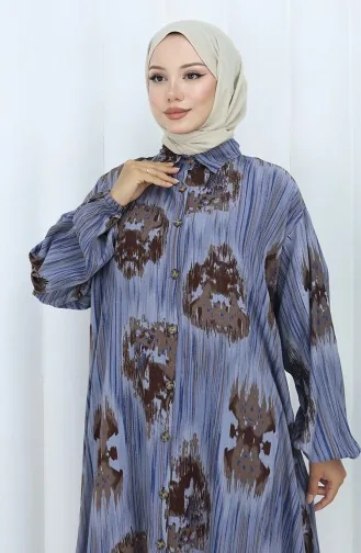 Viscose Fabric Tunic Trousers Two Piece Suit 2143-05 Navy Blue 2143-05