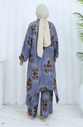 Viscose Fabric Tunic Trousers Two Piece Suit 2143-05 Navy Blue 2143-05