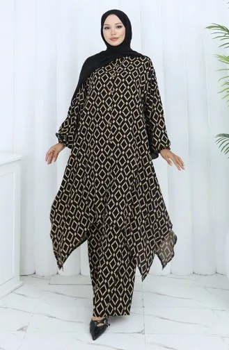 Viscose Fabric Tunic Trousers Double Suit 2144-03 Black Milk Coffee 2144-03