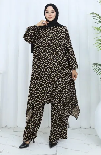 Viscose Fabric Tunic Trousers Double Suit 2144-03 Black Milk Coffee 2144-03