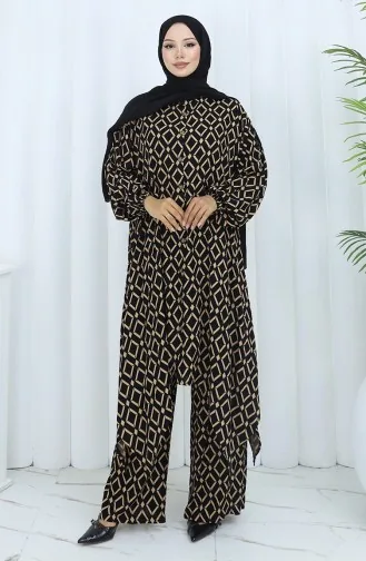 Viscose Fabric Tunic Trousers Double Suit 2144-03 Black Milk Coffee 2144-03