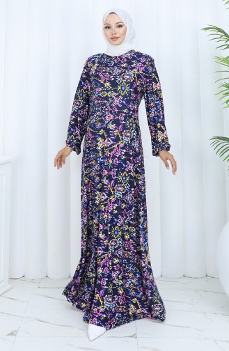 Navy Blue İslamitische Jurk 2135-03
