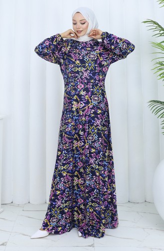 Navy Blue İslamitische Jurk 2135-03