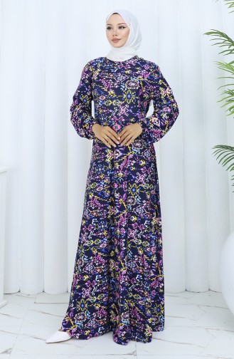 Navy Blue İslamitische Jurk 2135-03