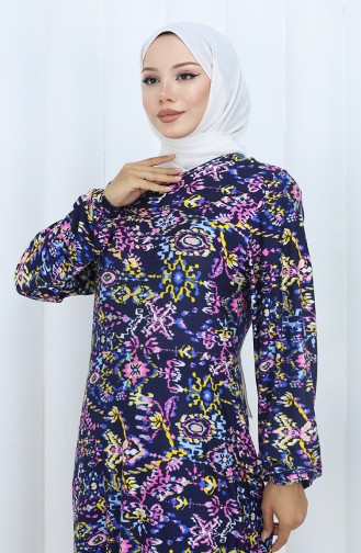 Navy Blue İslamitische Jurk 2135-03