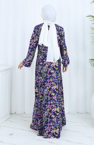 Navy Blue İslamitische Jurk 2135-03