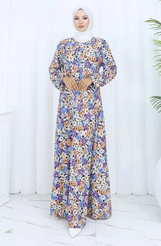 Gemustertes Kleid Aus Gekämmter Baumwolle 2135A-01 Lila 2135A-01