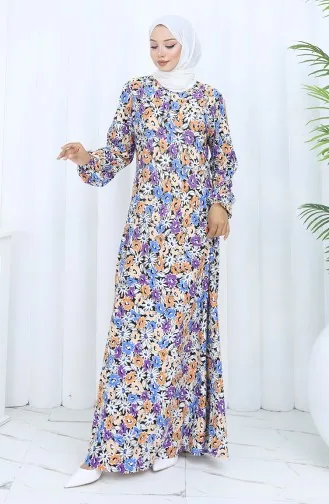 Gemustertes Kleid Aus Gekämmter Baumwolle 2135A-01 Lila 2135A-01