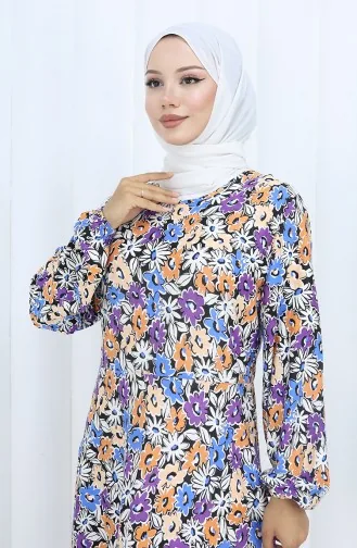 Gemustertes Kleid Aus Gekämmter Baumwolle 2135A-01 Lila 2135A-01