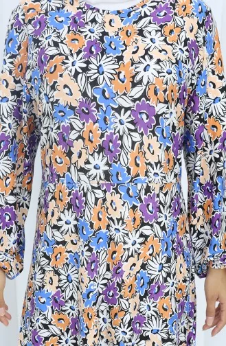 Gemustertes Kleid Aus Gekämmter Baumwolle 2135A-01 Lila 2135A-01