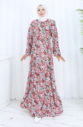 Beige-Rose Hijab Kleider 2135A-02