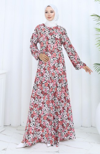 Beige-Rose Hijab Kleider 2135A-02