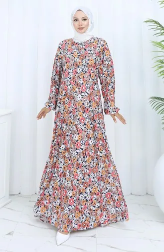 Gemustertes Kleid Aus Gekämmter Baumwolle 2135A-03 Nerz 2135A-03