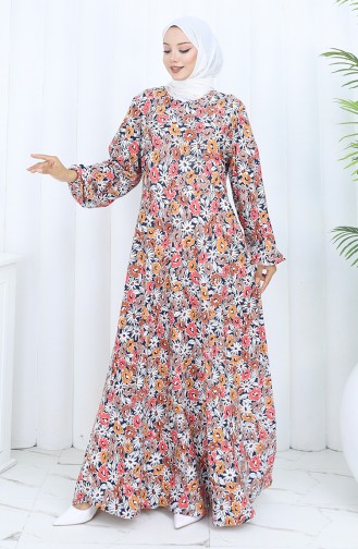 Desenli Penye Elbise 2135A-03 Vizon