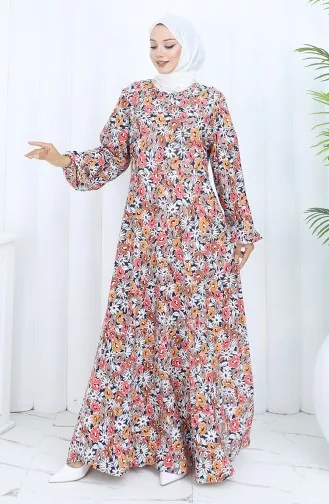 Gemustertes Kleid Aus Gekämmter Baumwolle 2135A-03 Nerz 2135A-03