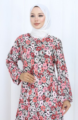 Desenli Penye Elbise 2135A-03 Vizon