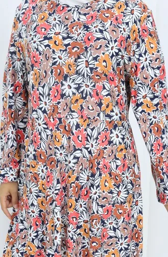 Gemustertes Kleid Aus Gekämmter Baumwolle 2135A-03 Nerz 2135A-03