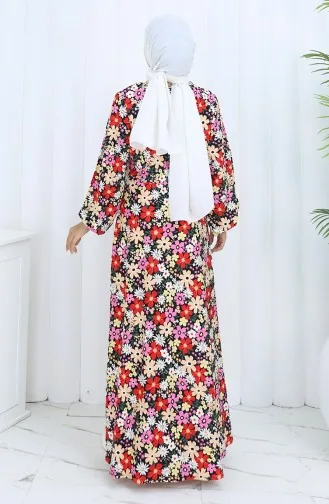 Gemustertes Kleid Aus Gekämmter Baumwolle 2135F-01 Rosa Rot 2135F-01