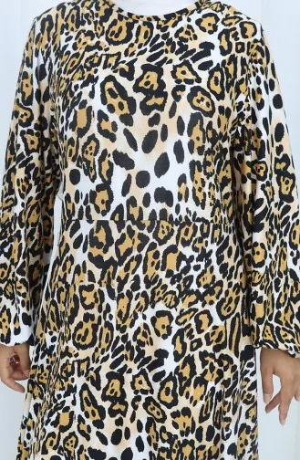 Robe En Coton Peigné à Motifs 2136B-01 Noir Lait Café 2136B-01