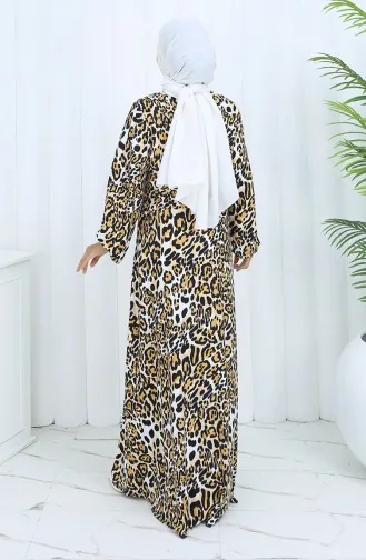 Robe En Coton Peigné à Motifs 2136B-01 Noir Lait Café 2136B-01