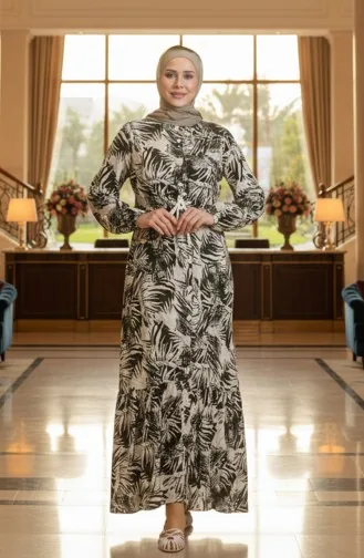 String Belted Viscose Dress 0417-01 Khaki 0417-01