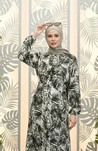 String Belted Viscose Dress 0417-01 Khaki 0417-01