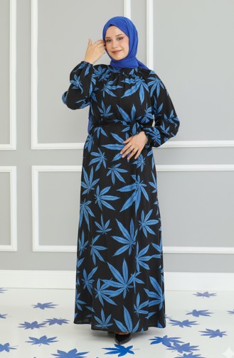 Patterned Belted Dress 0477-02 Black Saxe 0477-02