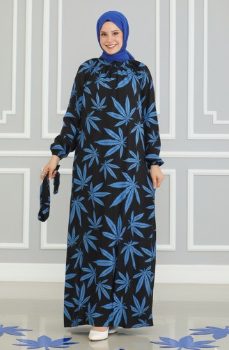 Patterned Belted Dress 0477-02 Black Saxe 0477-02