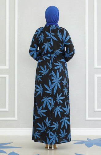 Patterned Belted Dress 0477-02 Black Saxe 0477-02