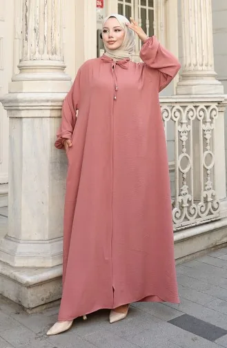 Abaya Met Elastische Mouwen En Rits 0140-05 Dusty Rose 0140-05