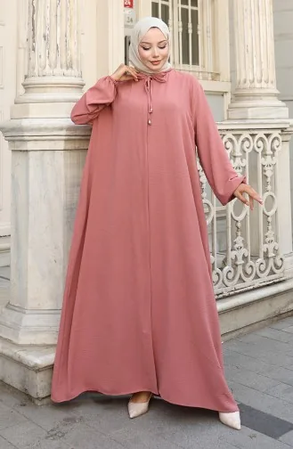 Abaya Met Elastische Mouwen En Rits 0140-05 Dusty Rose 0140-05