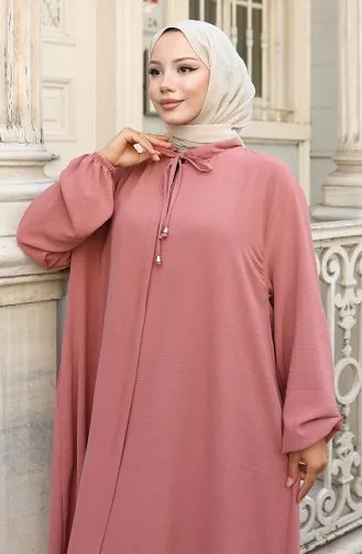 Abaya Met Elastische Mouwen En Rits 0140-05 Dusty Rose 0140-05