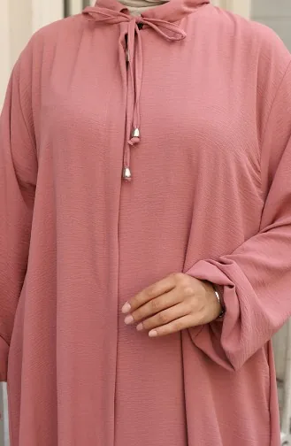 Abaya Met Elastische Mouwen En Rits 0140-05 Dusty Rose 0140-05
