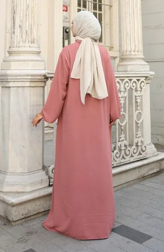 Abaya Met Elastische Mouwen En Rits 0140-05 Dusty Rose 0140-05