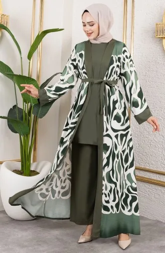 Patterned Three-Piece Viscose Suit 0345-02 Khaki 0345-02