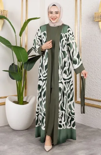 Patterned Three-Piece Viscose Suit 0345-02 Khaki 0345-02