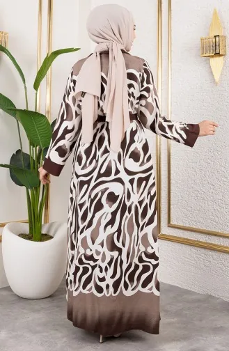 Desenli Üçlü Viskon Takım 0345-03 Kahverengi