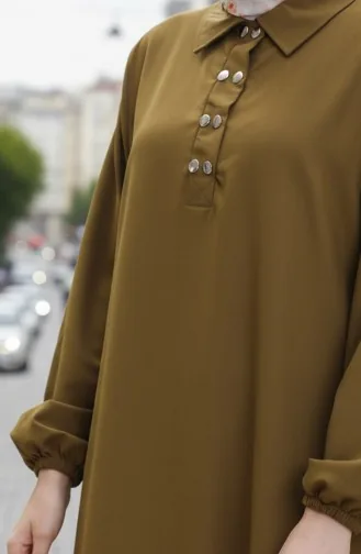 Ensemble Deux Pièces Tunique Et Pantalon à Col Chemise Vert Olive 0123-04 0123-04