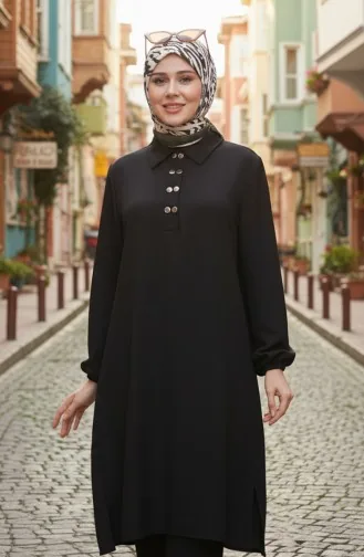 Hemdkragen Tunika Hose Zweiteiler 0123-06 Schwarz 0123-06