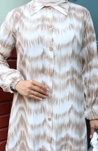 Viskon Kumaş Tunik Pantolon İkili Takım 0142-02 Vizon