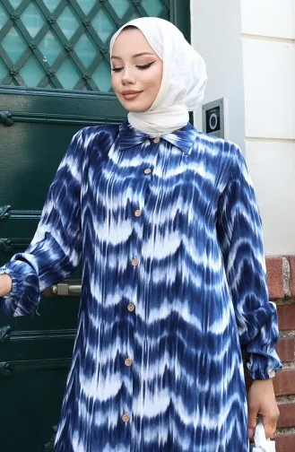 Viskon Kumaş Tunik Pantolon İkili Takım 0142-03 Lacivert